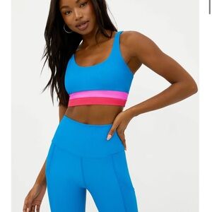 Beach Riot  Blue and Pink Sports Bra and leggings XS NWT